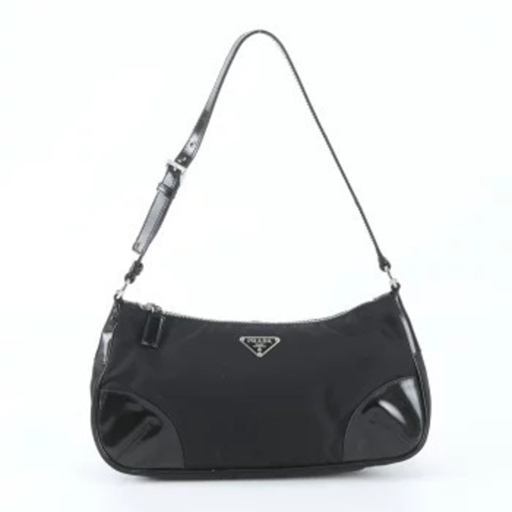 Prada Tessuto Leather Triangle Shoulder Bag Black